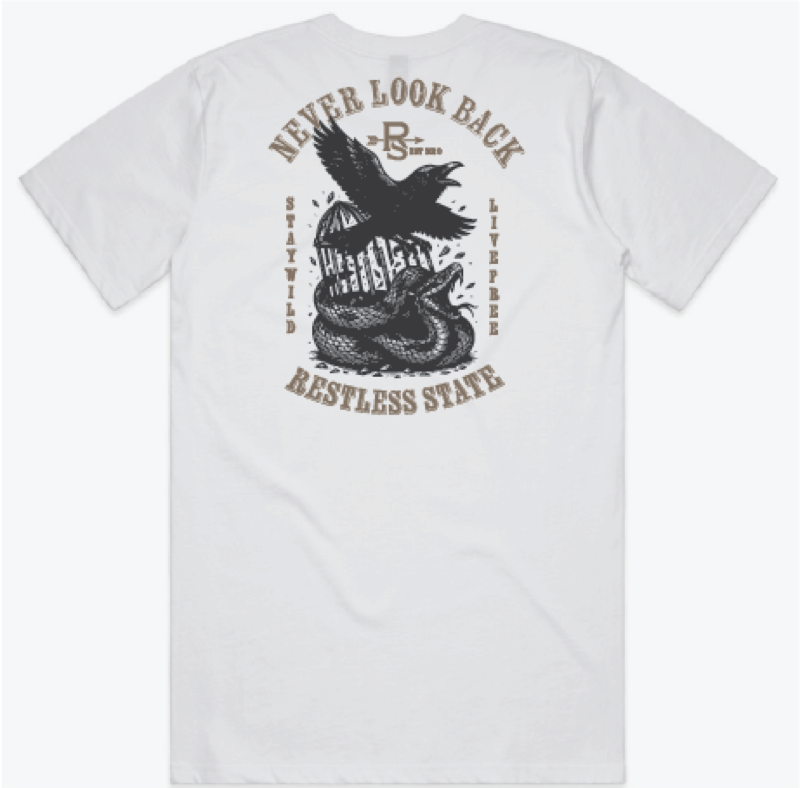 Never Look Back tee back design