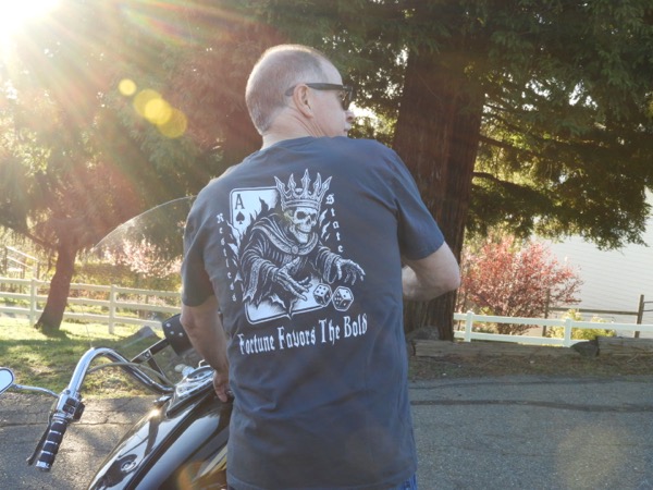 Fortune Favors back design with sun flare